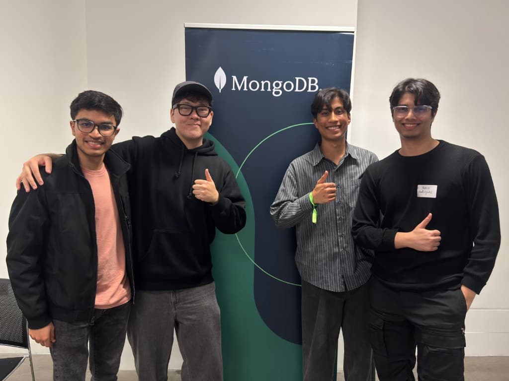 Team photo at the MongoDB Agentic Evolution Hackathon